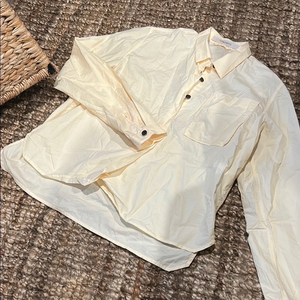 Humanoid 100% Organic Cotton Quarter Button Collared LS Top Size Small